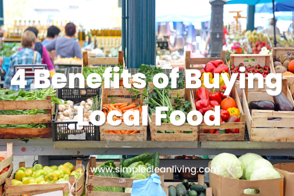 5 Benefits of Buying Local Food Blog Post- A picture of a farmers market with many crates filled with colorful fruits and vegetables