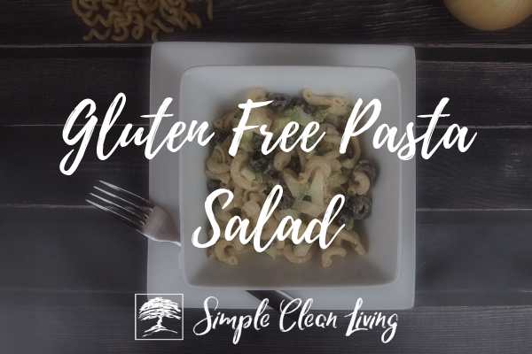 A bowl full of pasta salad