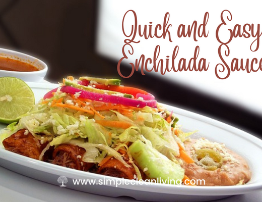 Quick and Easy Enchilada Sauce Blog Post- Picture of enchiladas on a white plate