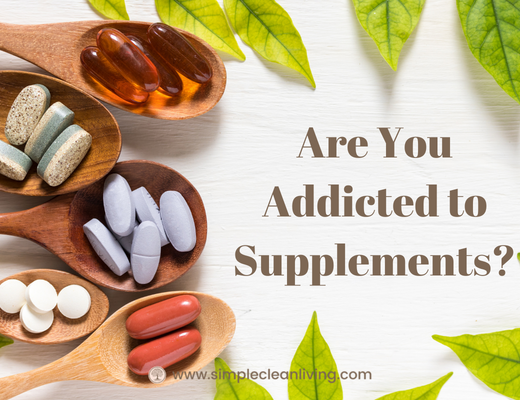 Are you addicted to supplements blog post- Picture of several different nutritional supplements in wooden spoons spread out on a table