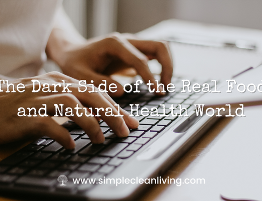 The Dark Side of the Real Food and Natural Health world blog post with a picture of a person typing on their keyboard
