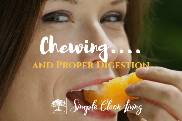 A picture of a woman biting into an orange slice with the blog post title "Chewing and proper digestion"