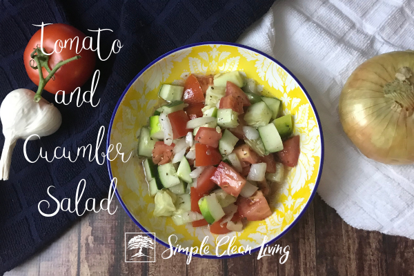 Bowl with tomato and cucumber salad