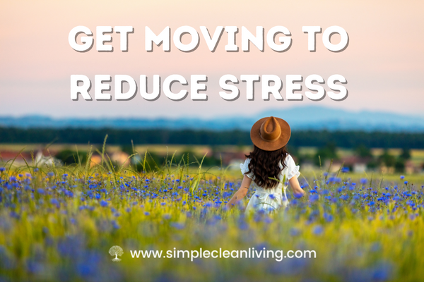 Get Moving to Reduce Stress- A woman is walking through a field of flowers