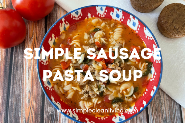 Bowl with sausage pasta soup