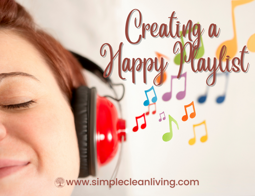 Creating a Happy Playlist- Picture of woman with headphones on and smiling