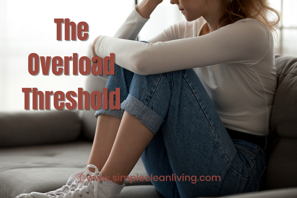 The Overload Threshold blog post with a picture of a woman sitting on the floor with a stressed position