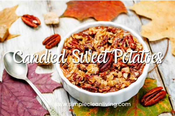 Candied Sweet Potatoes Recipe with picture of candied sweet potatoes topped with walnuts